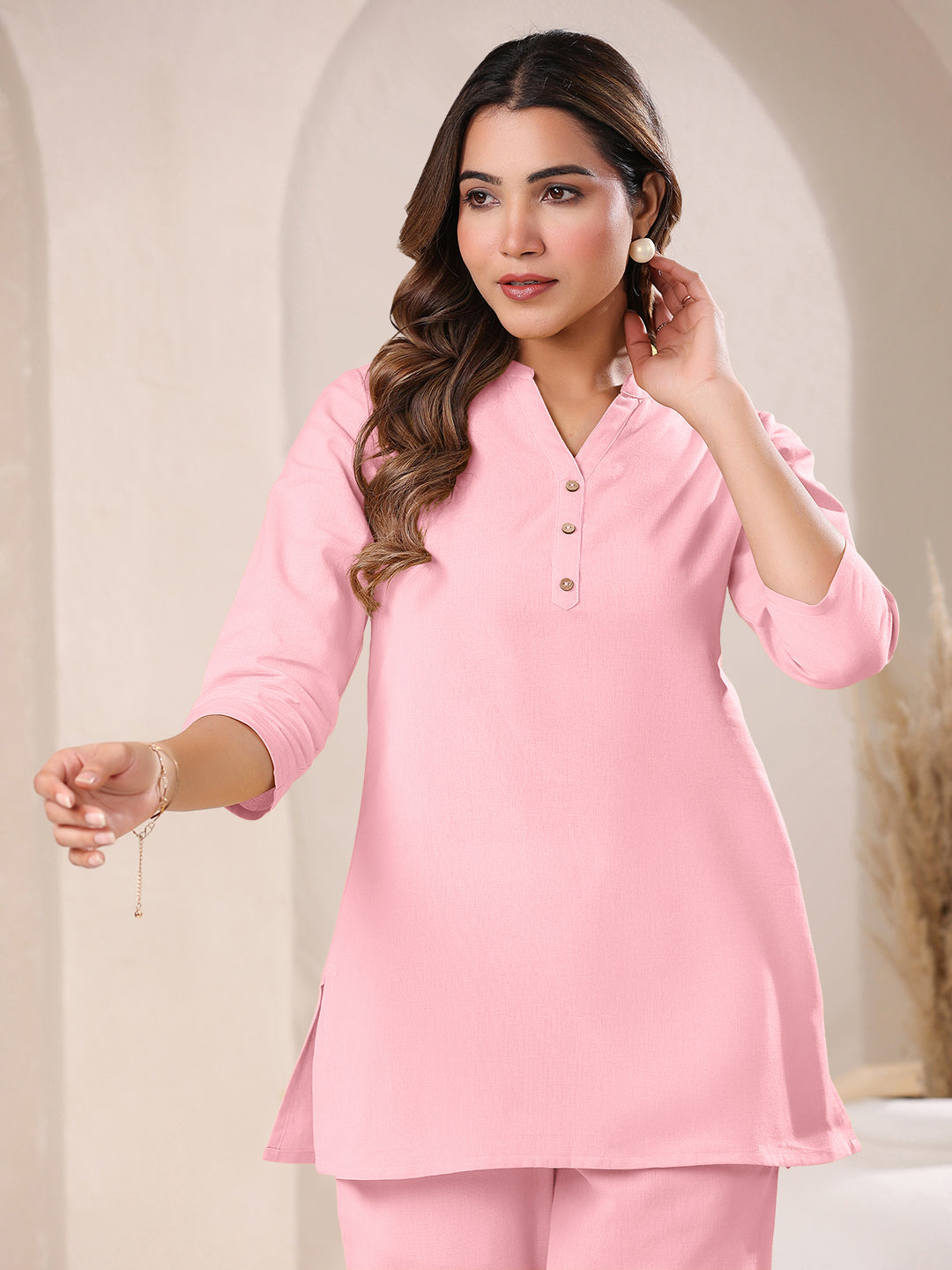 Notch neck A-line co-ord set for women – everyday outfit