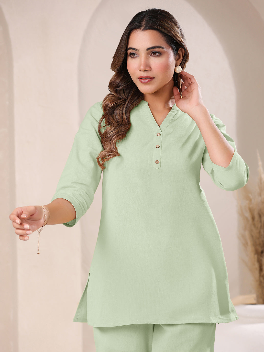 Notch neck A-line co-ord set for women – everyday outfit