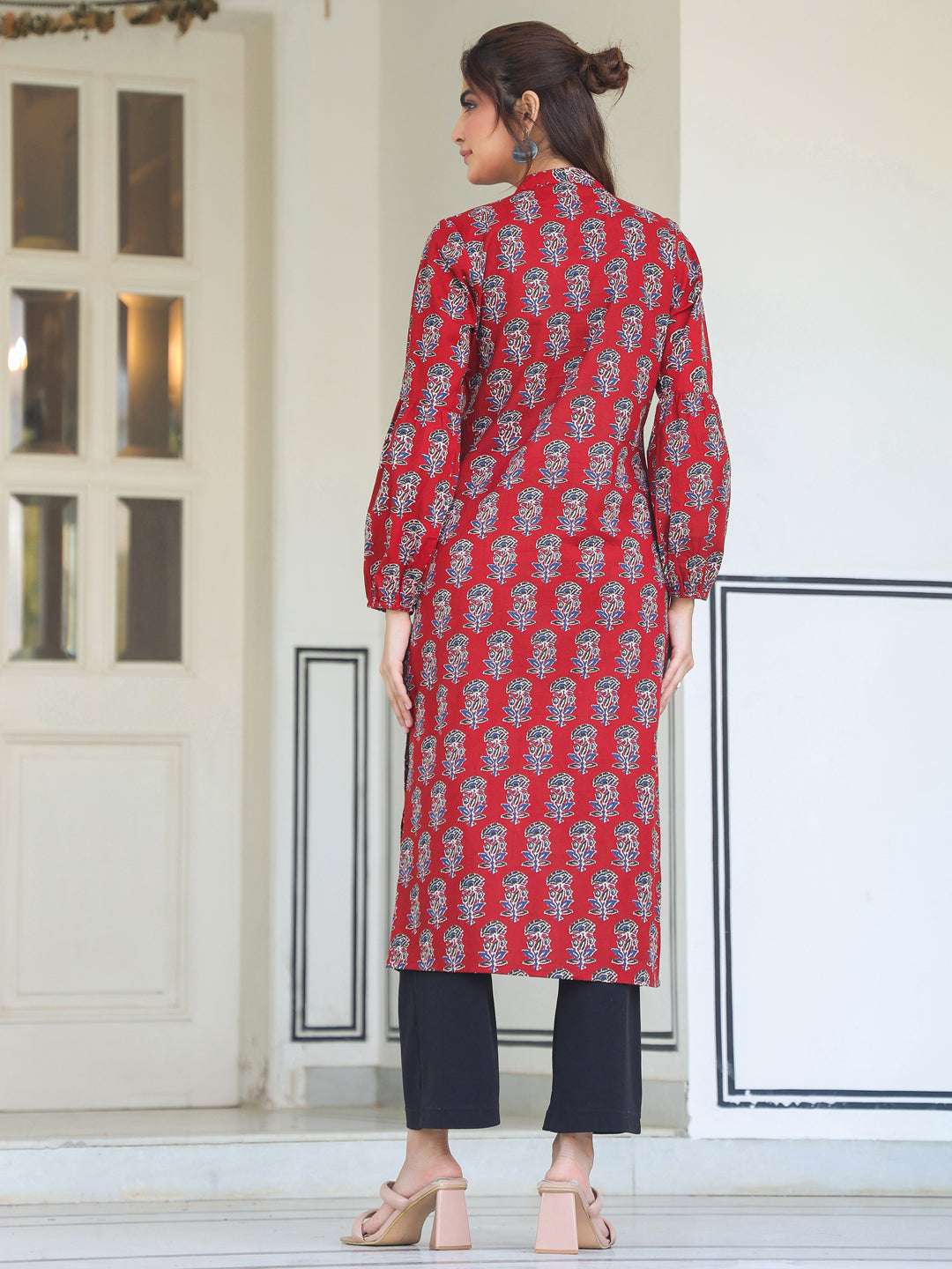 Ruby Floral Cotton Flared Stylish Kurti for Women Sajnaa