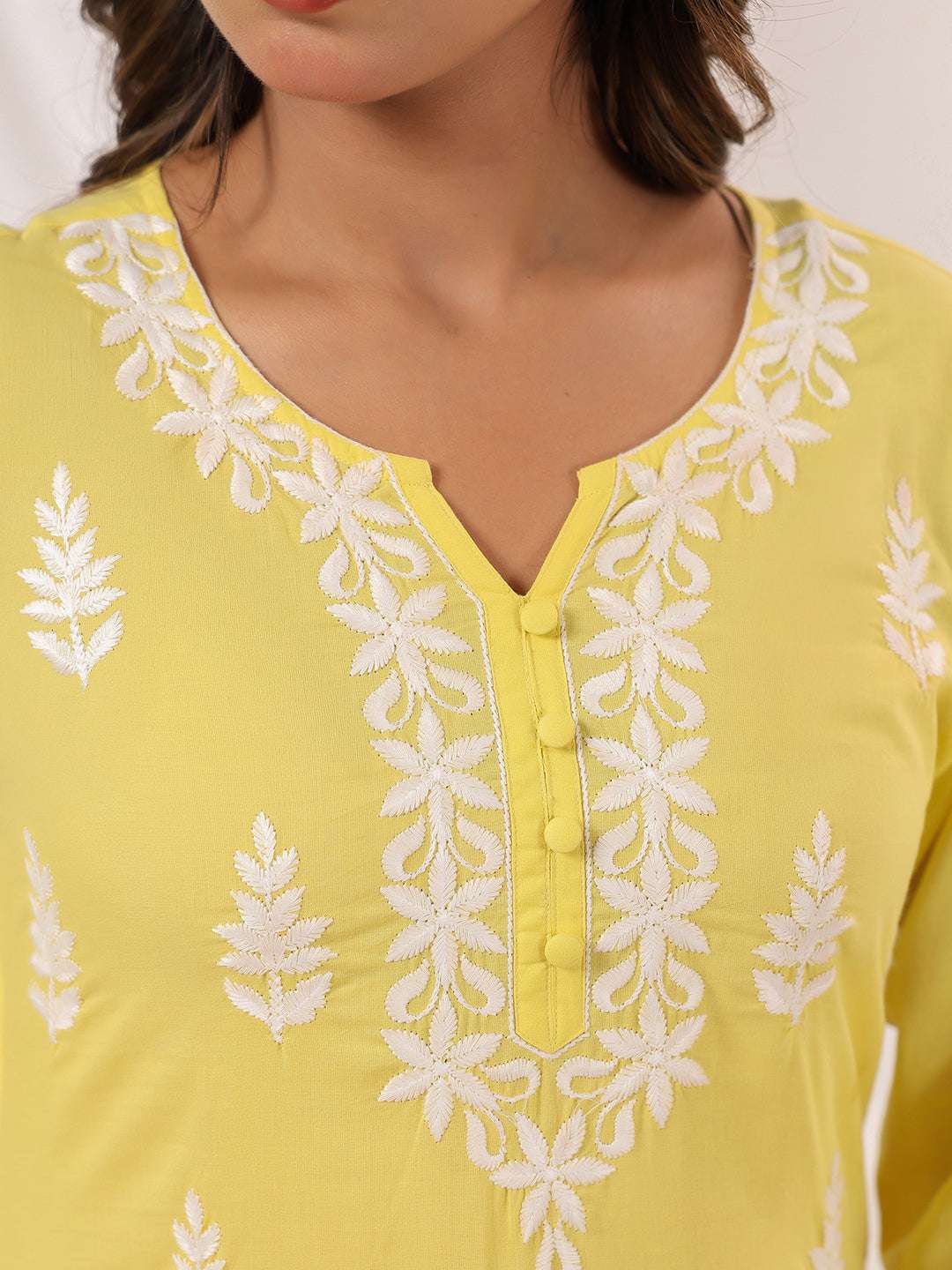 Kavisha Yellow Cotton Chikankari Stylish Kurti for Women My Store