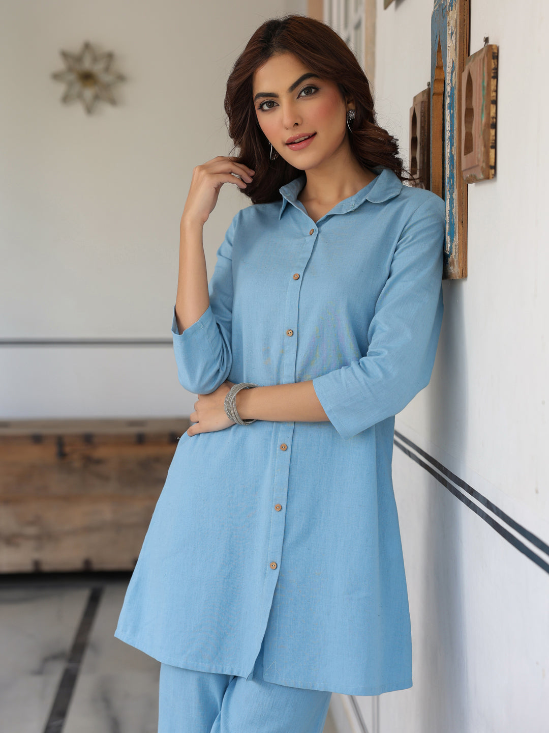 Minimalist shirt-style co-ord set for women – summer comfort