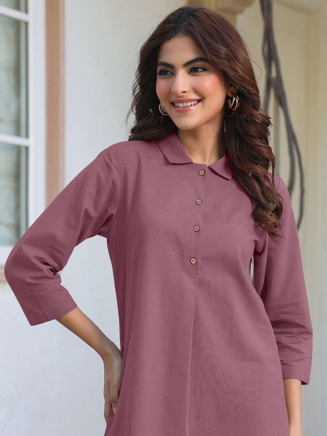Mauve cotton flex co-ord set for women – casual wear