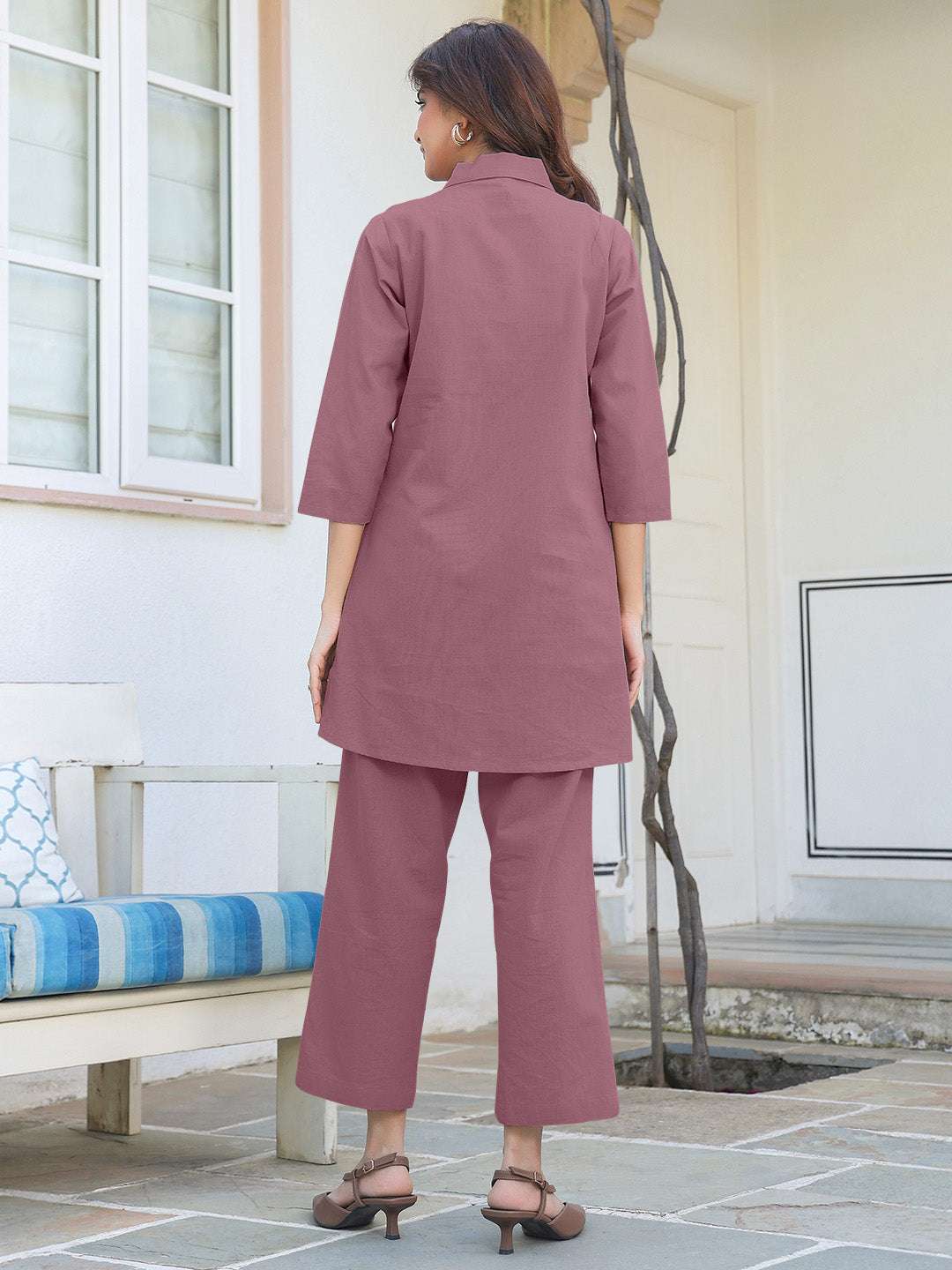 Relaxed fit cotton co-ord set for women – work-from-home outfit