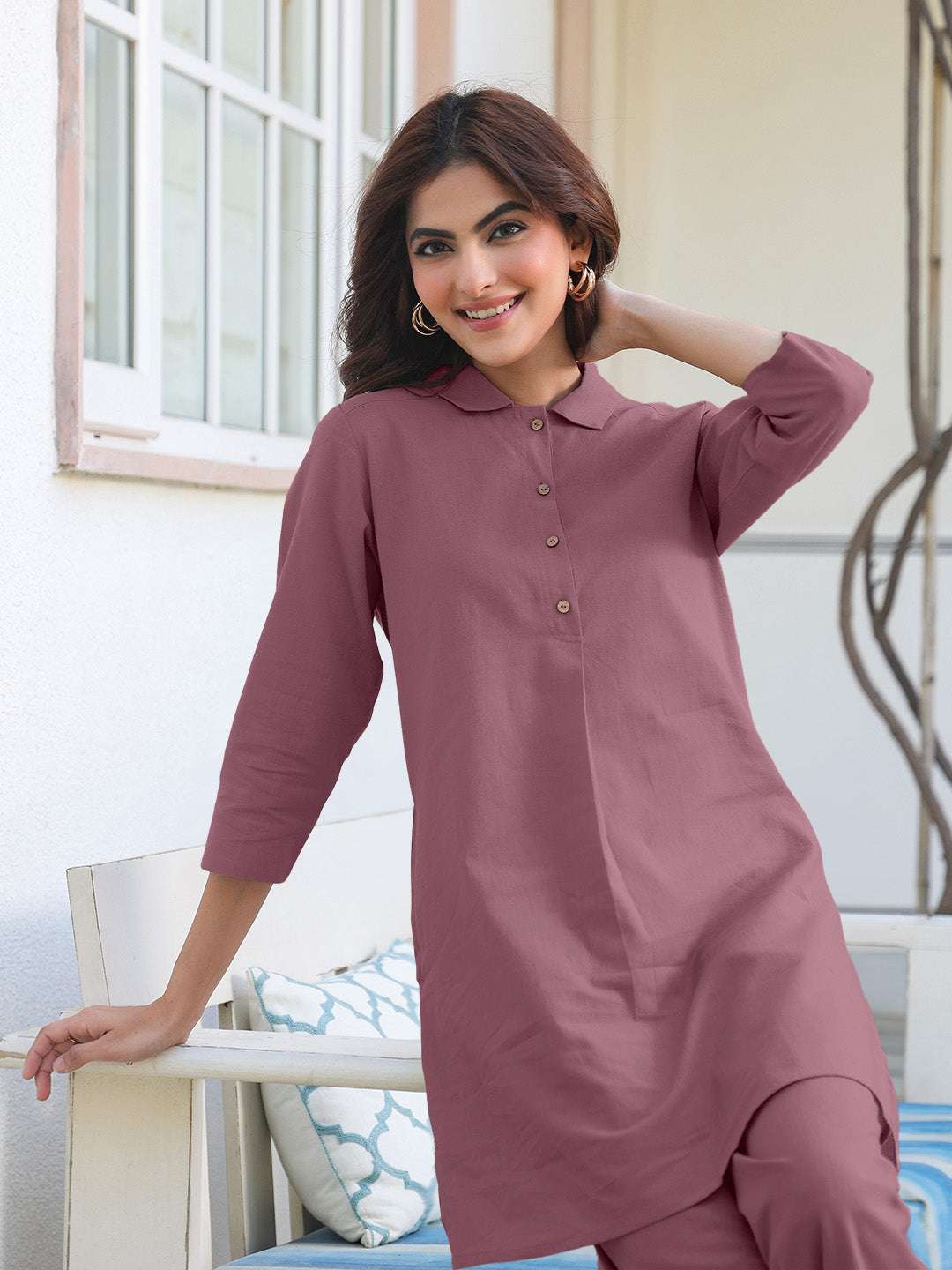 Minimalist shirt-style co-ord set for women – summer comfort