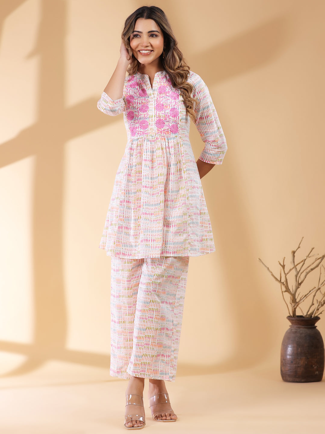 Embroidered A-line co-ord set – chic everyday outfit