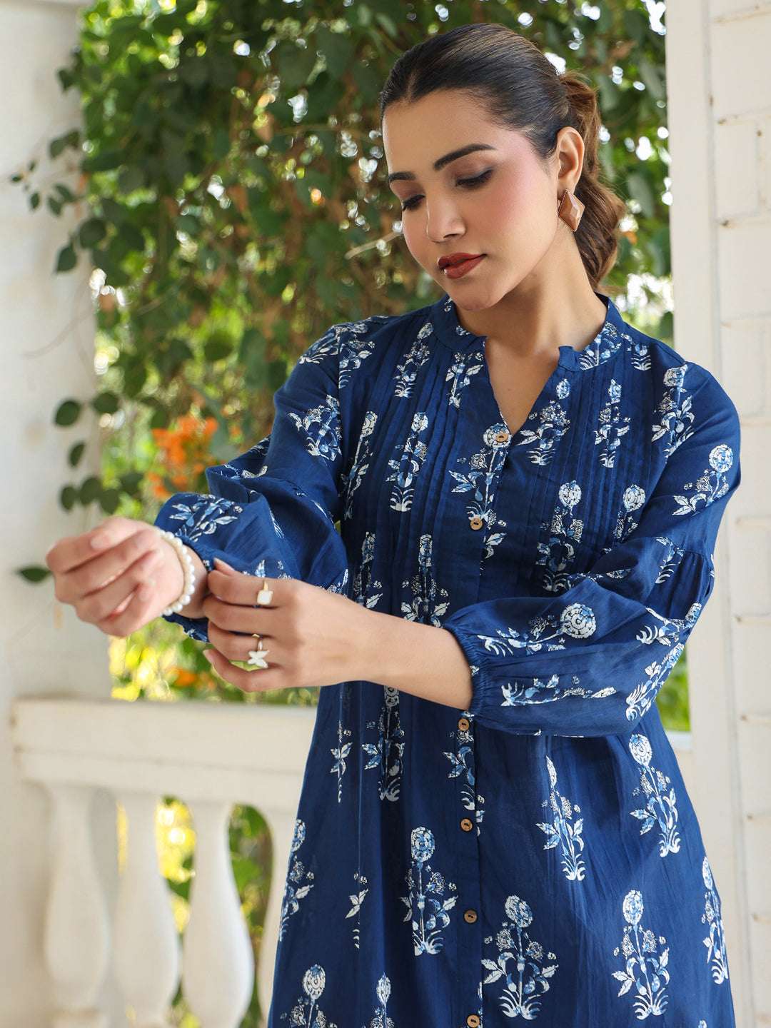 Myra Indigo Floral Cotton Kurti for Women My Store