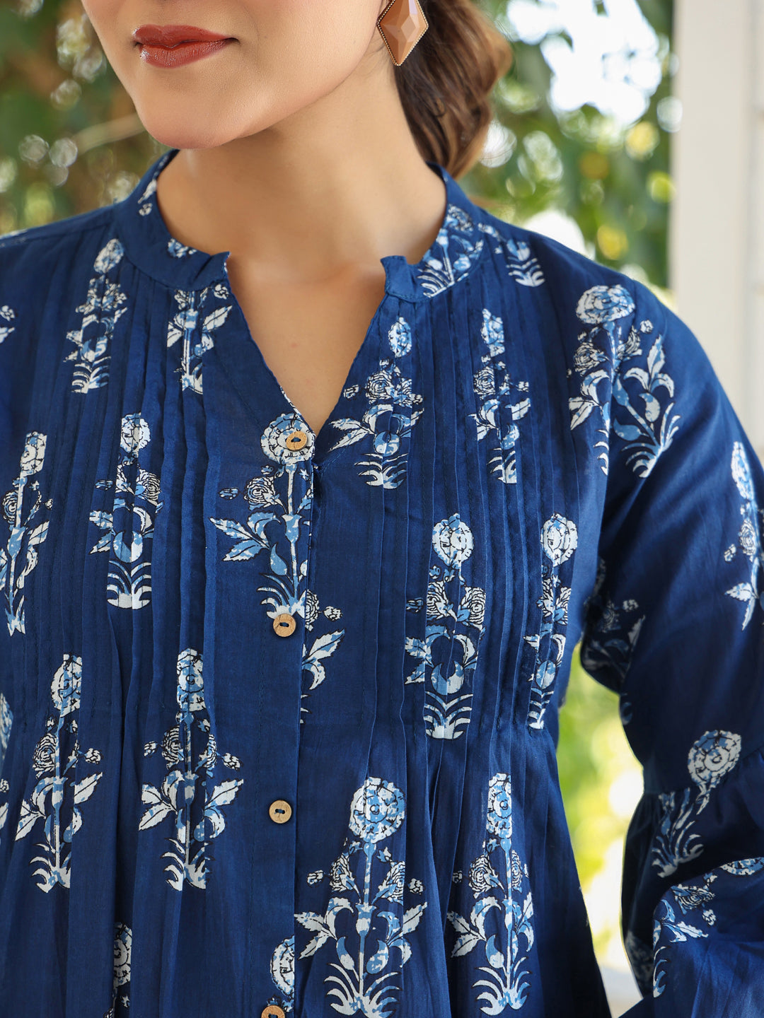 Myra Indigo Floral Cotton Kurti for Women