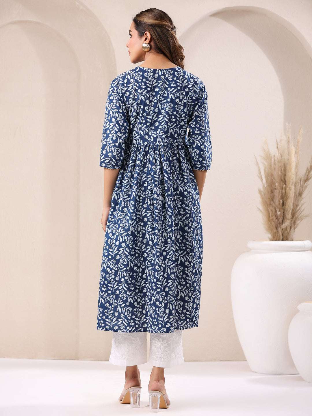Kavisha Blue Cotton Floral Kurti My Store
