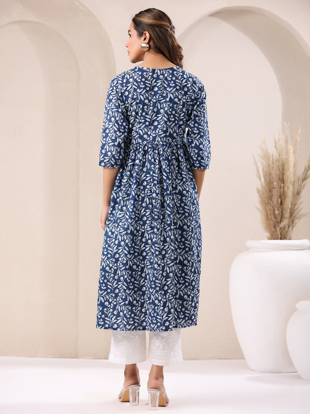 Kavisha Blue Cotton Floral Kurti
