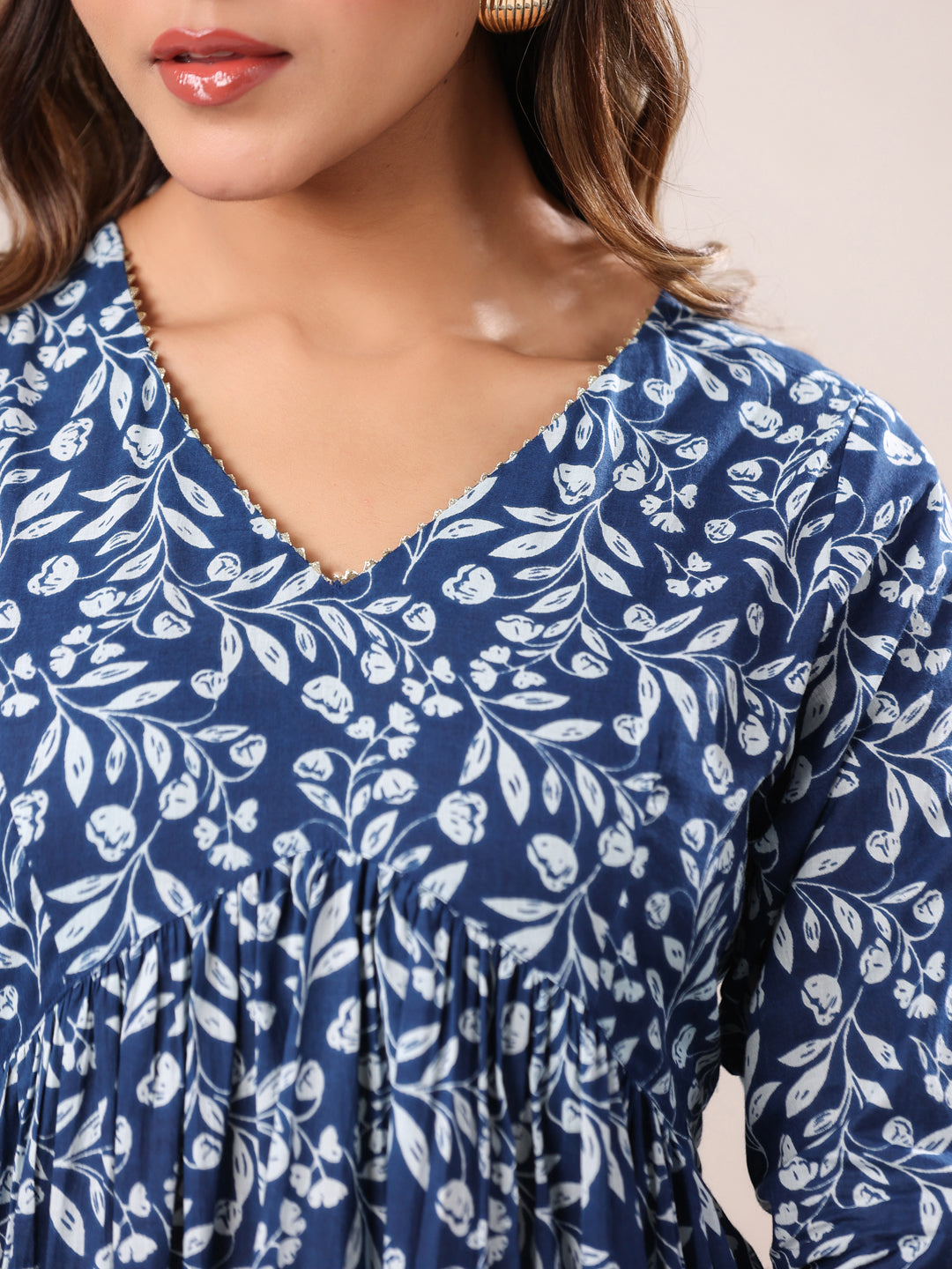 Kavisha Blue Cotton Floral Kurti