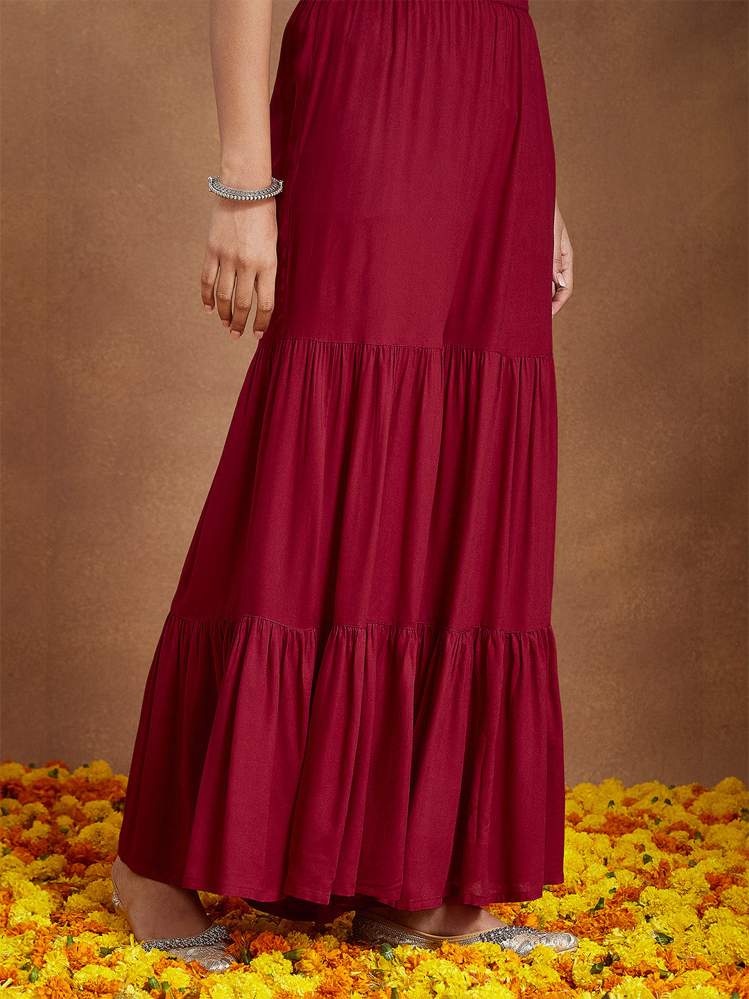Maroon Rayon Sharara Set