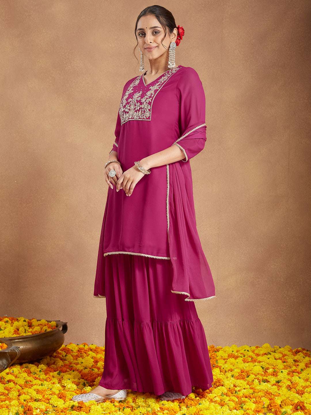 Rosé Radiance Sharara Set Sajnaa