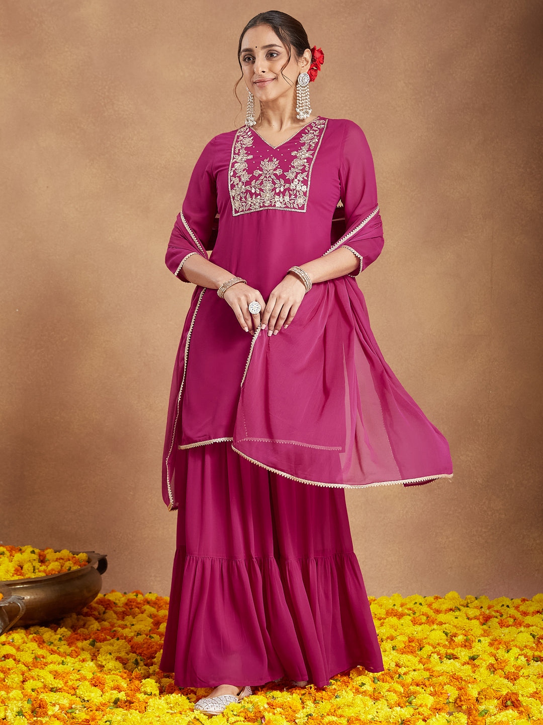 Rosé Radiance Sharara Set