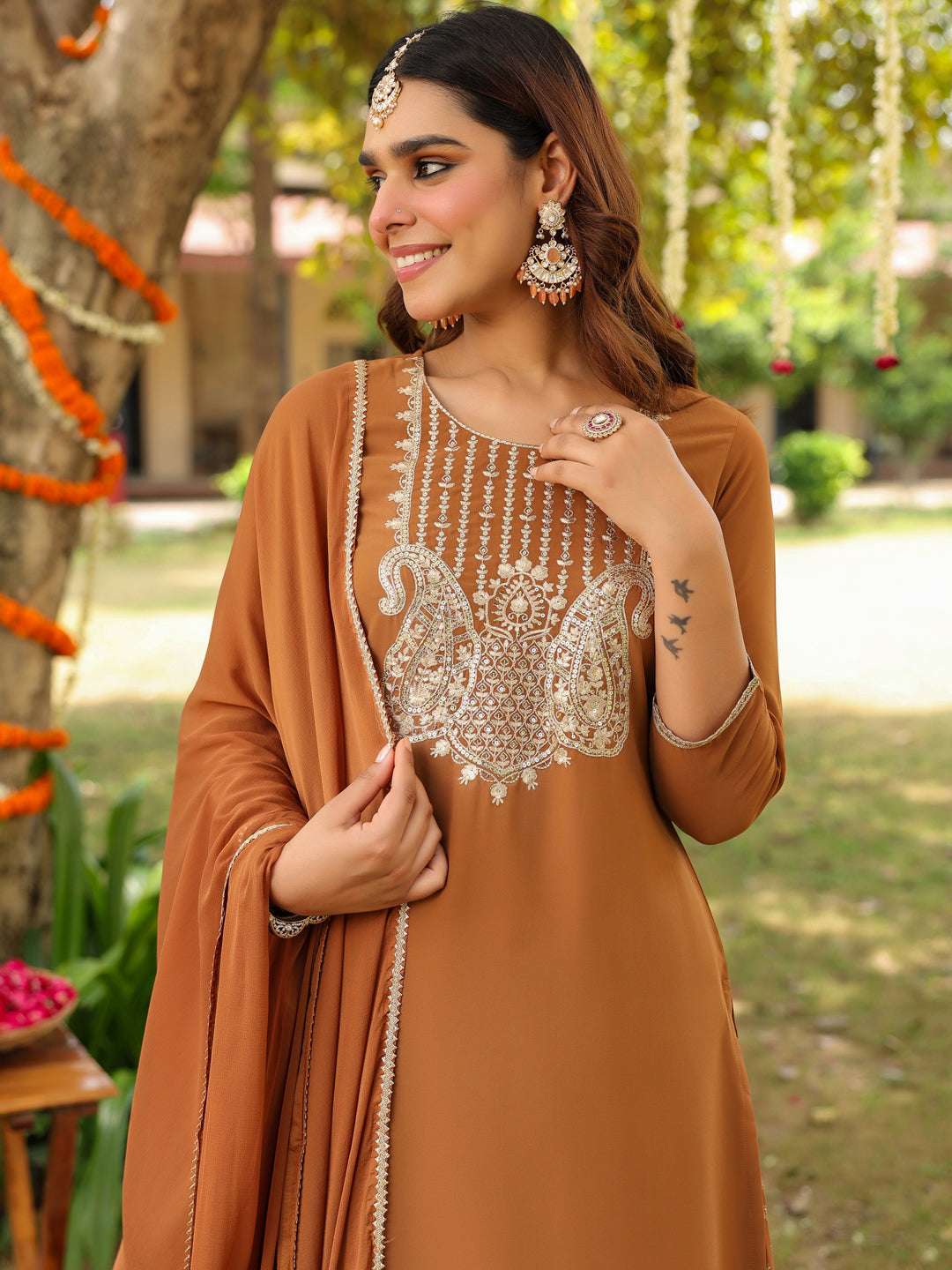 Ishani Brown Georgette Sharara Set Sajnaa