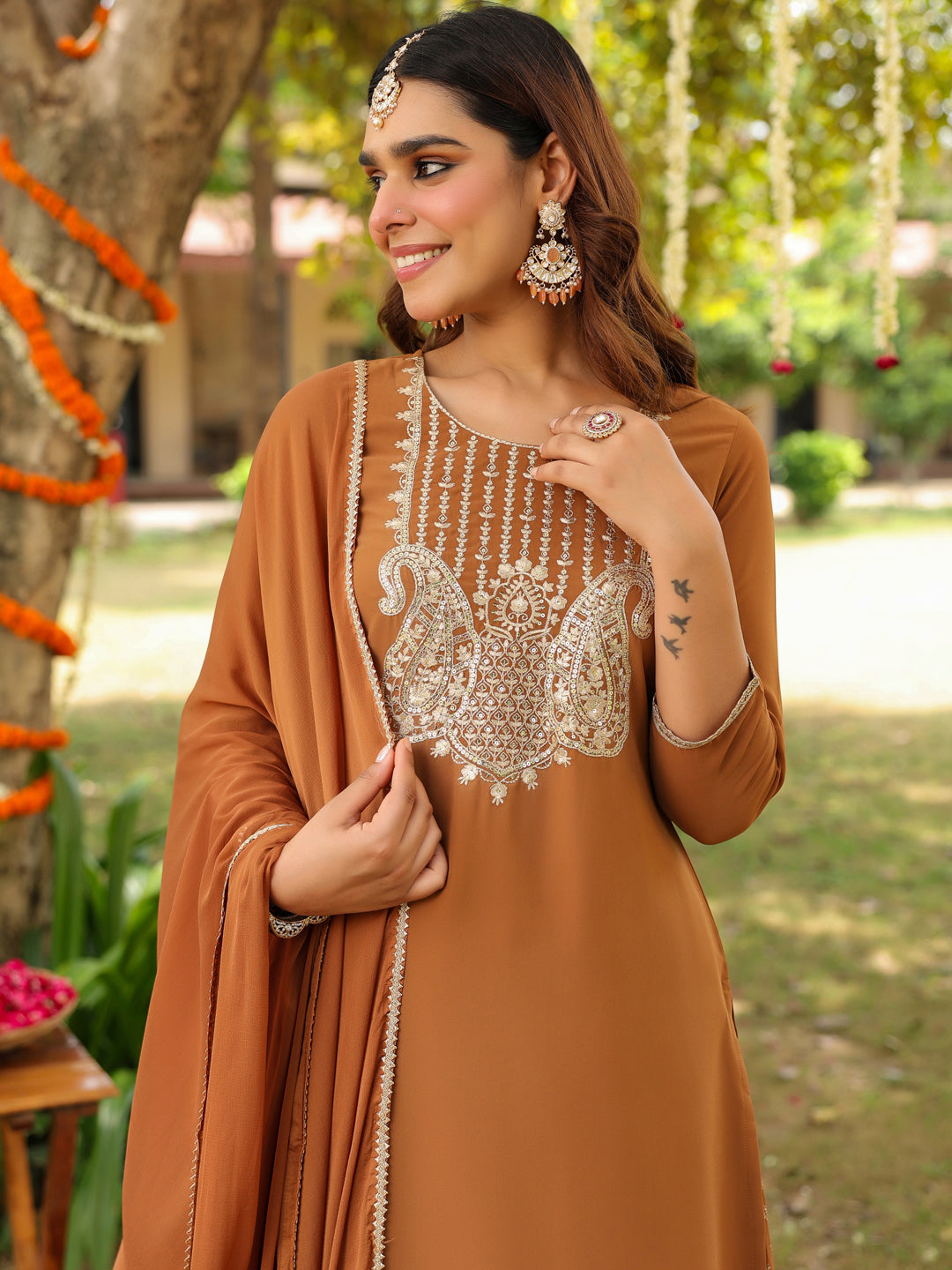 Ishani Brown Georgette Sharara Set