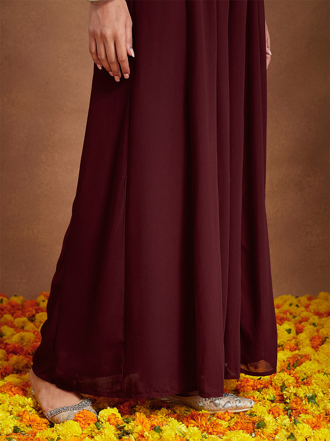 Kiara Maroon Georgette Sharara Set