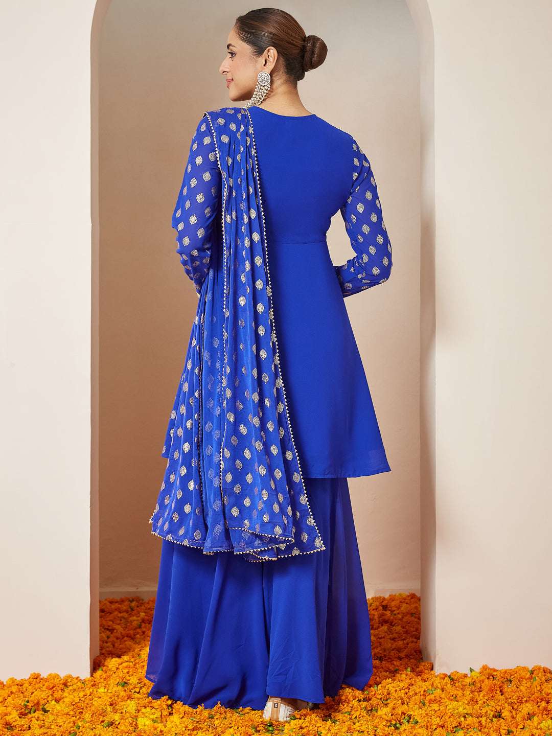 Royal Blue Embellished Sharara Set Sajnaa