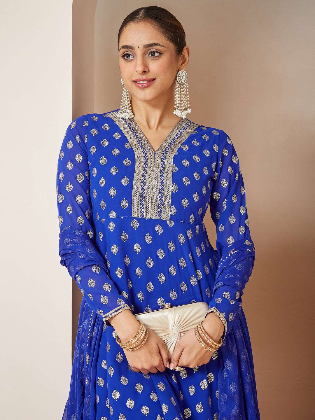 Royal Blue Embellished Sharara Set Sajnaa