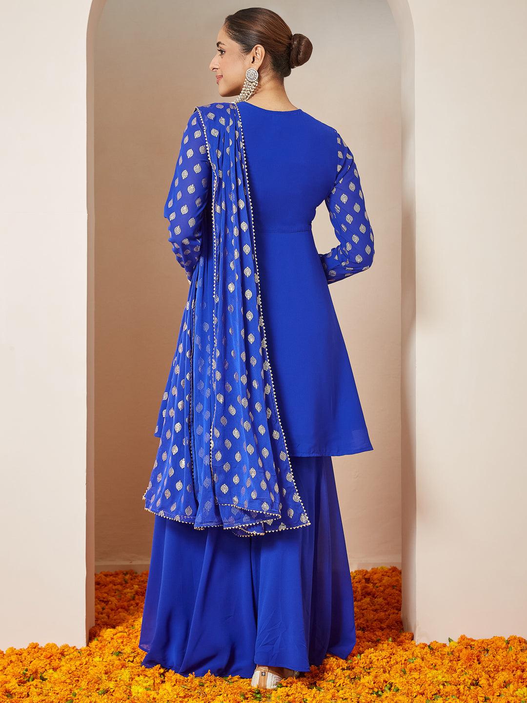 Royal Blue Embellished Sharara Set