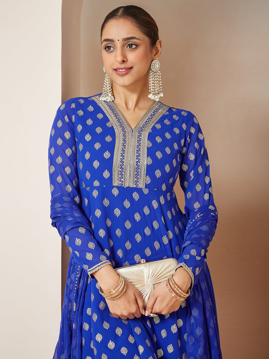 Royal Blue Embellished Sharara Set