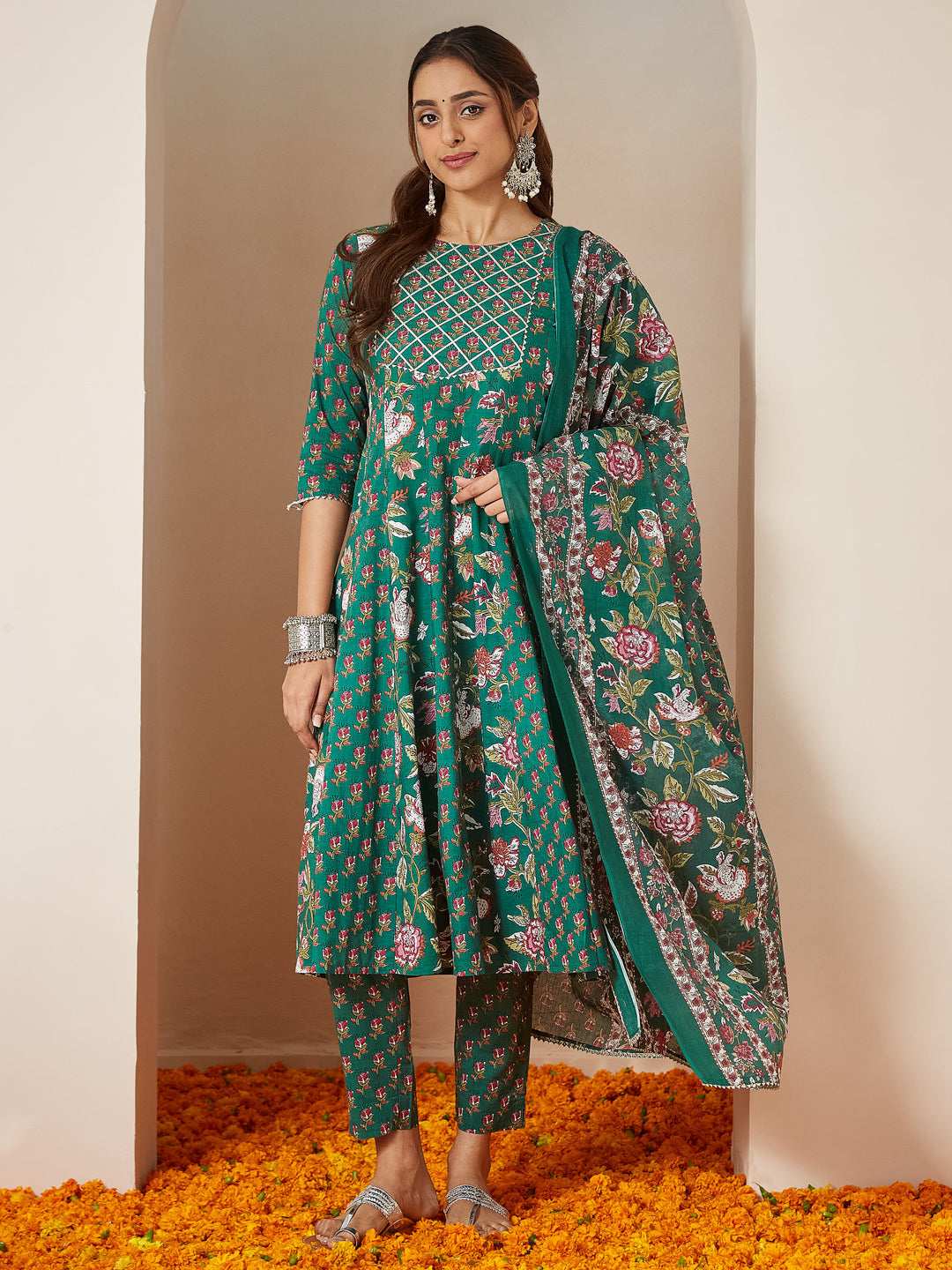 Meadow Whirl Anarkali Set Sajnaa