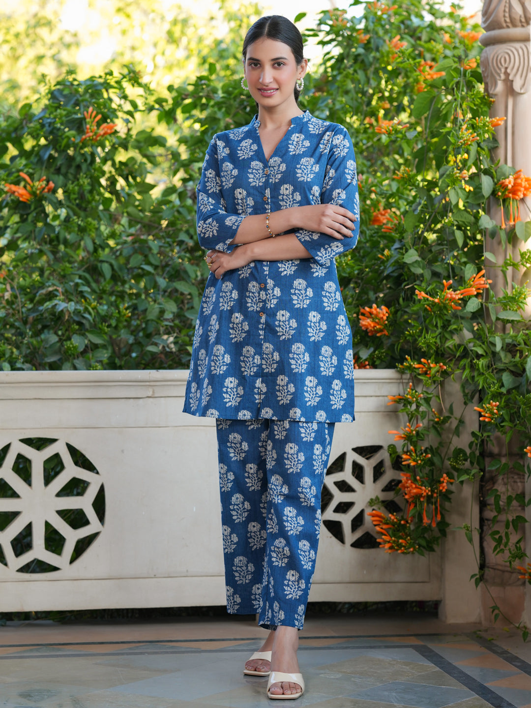 Batik print straight pants co-ord set for women – semi-formal occasions
