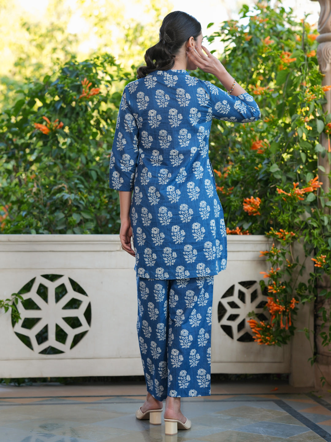 Relaxed fit indigo co-ord set for women – work-from-home outfit