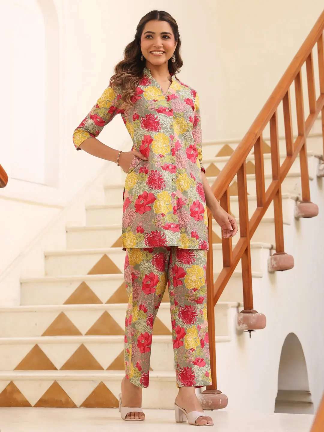 Meadow Muse co-ord set – stylish multicolor cotton ensemble