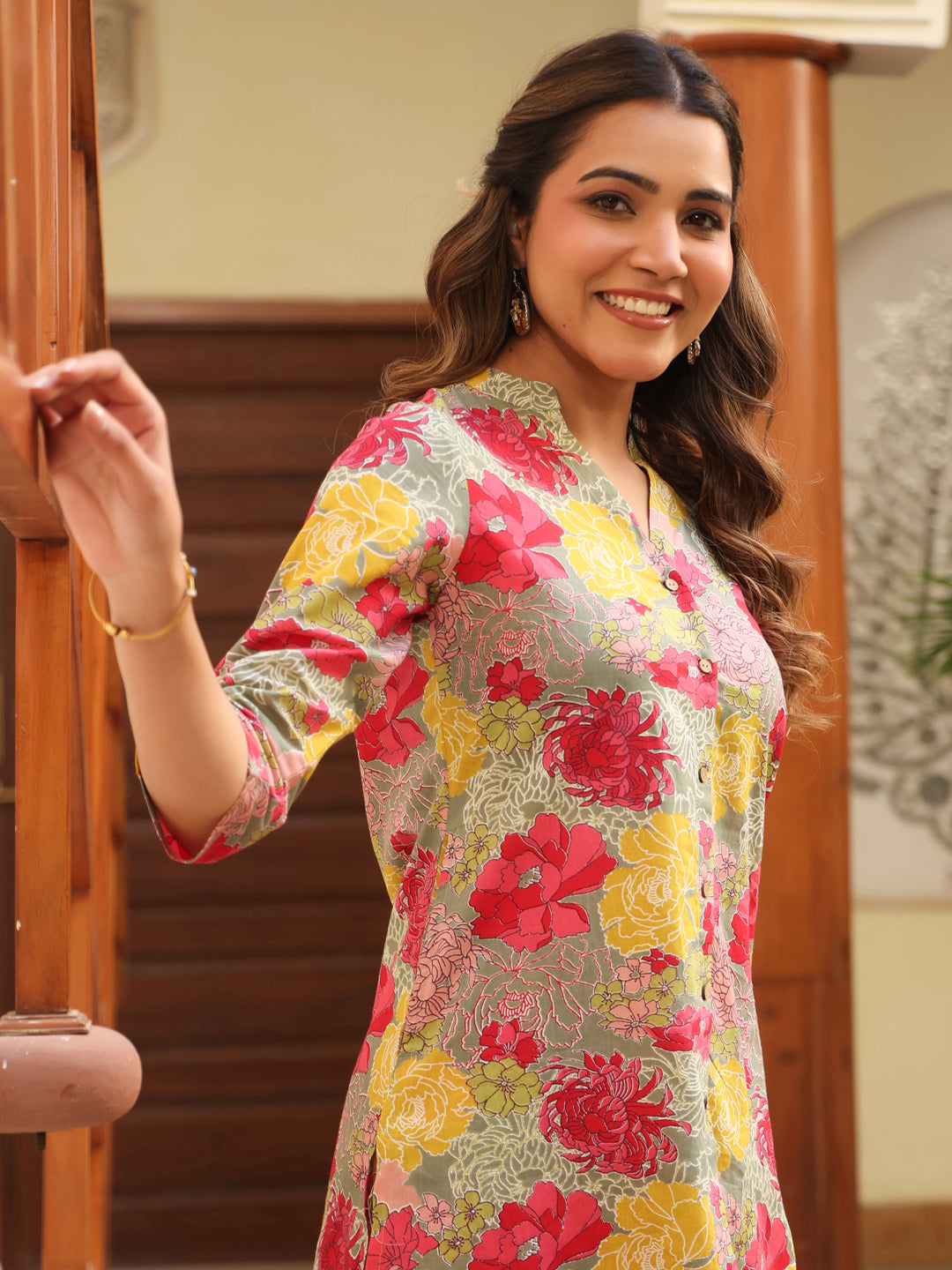 Casual floral cotton outfit for women – two-piece set