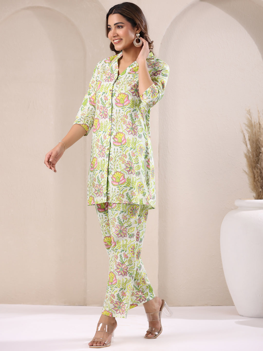 Comfortable green cotton co-ord set – casual brunch outfit