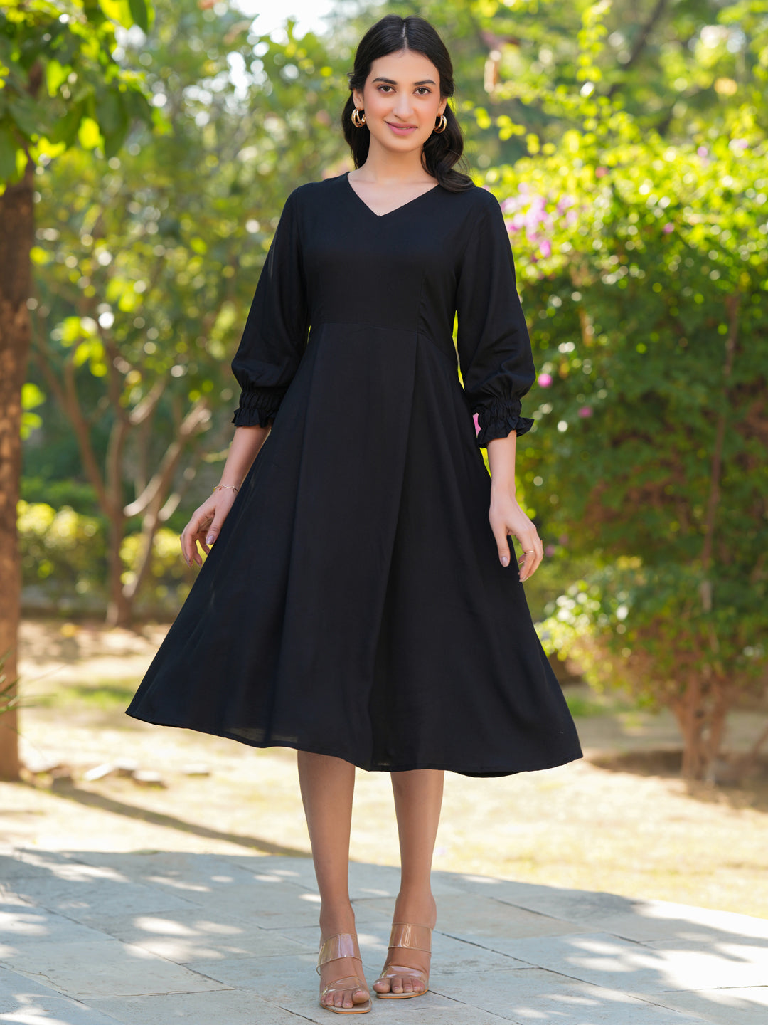 Black A-Line Casual Dress for Women