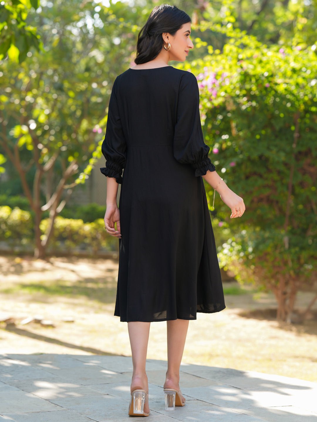 Black A-Line Casual Dress for Women