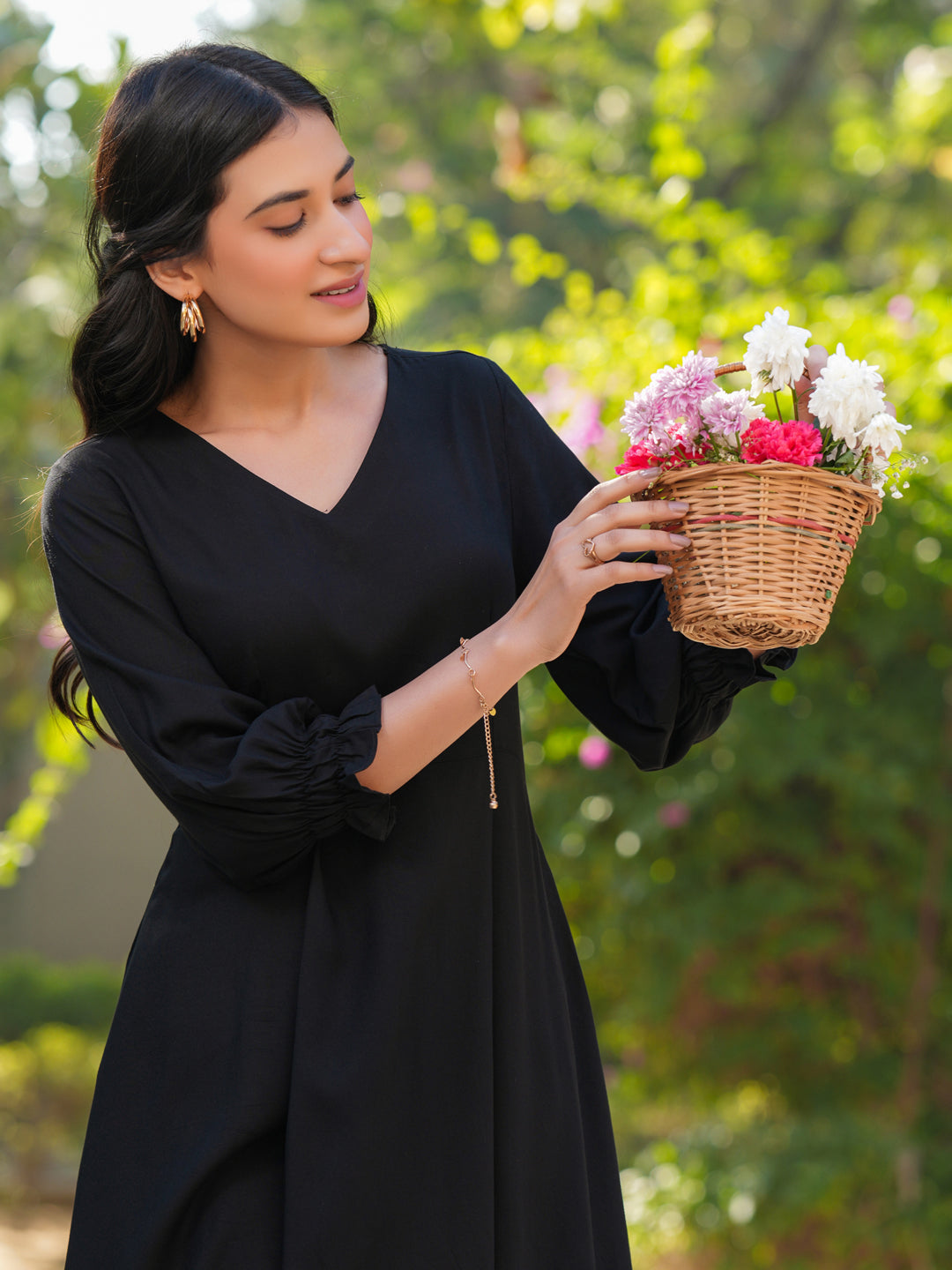 Black A-Line Casual Dress for Women