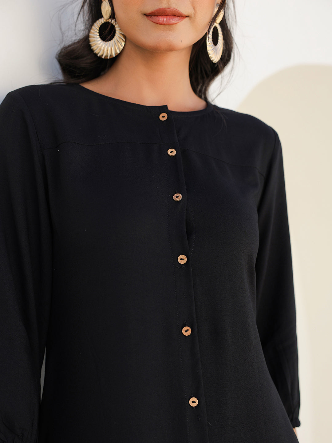 Black A-Line Midi Dress for Women