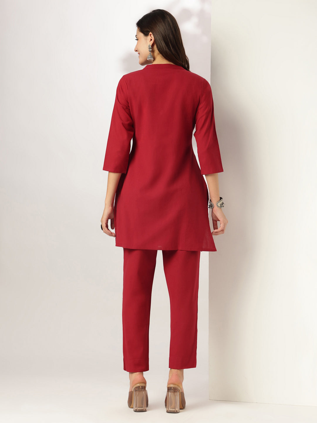 Lightweight maroon co-ord set for women – brunch or casual outings