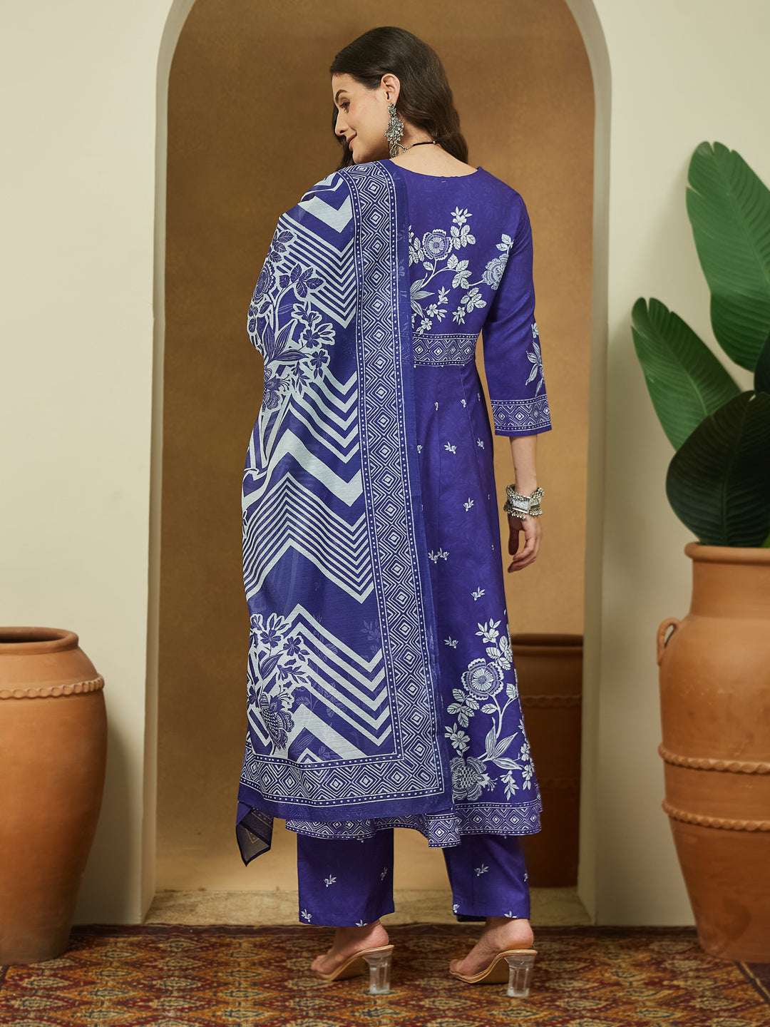 Mrunal Purple Cotton Blend Anarkali Kurta Set Sajnaa