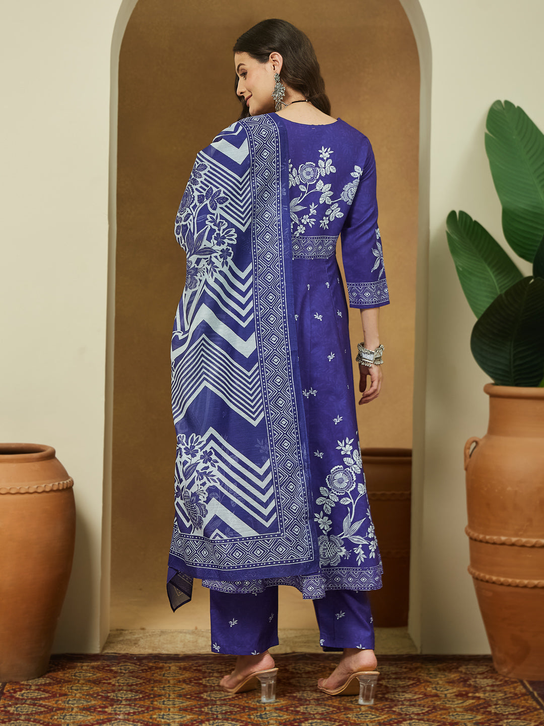 Mrunal Purple Cotton Blend Anarkali Kurta Set