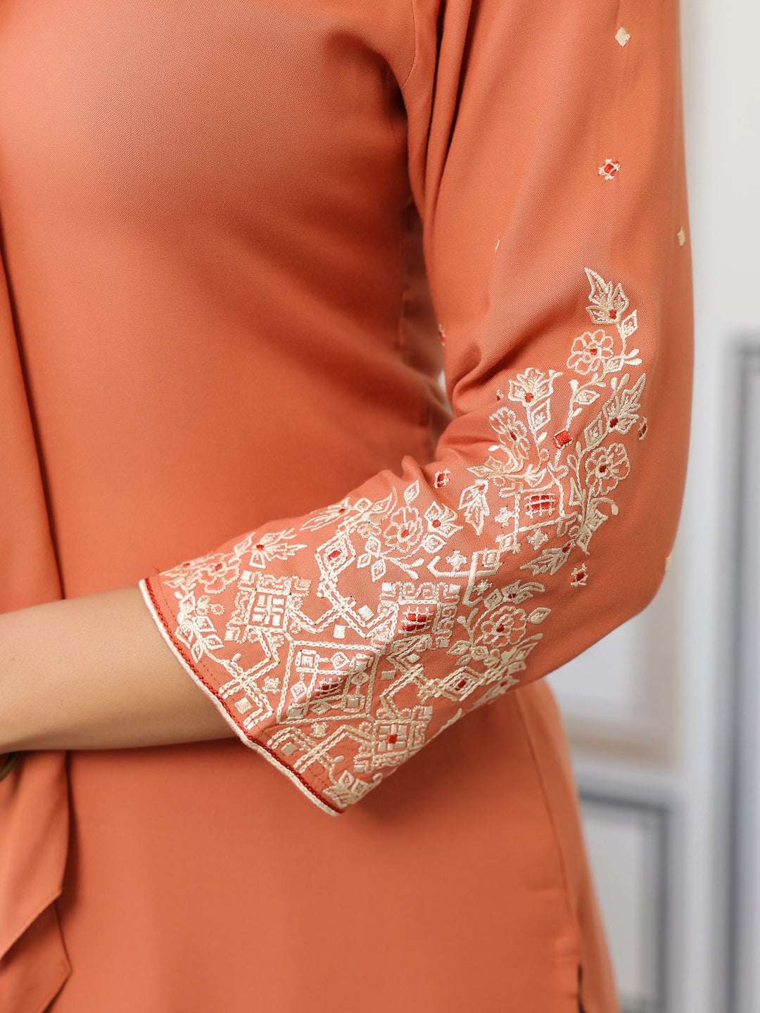 Vedika Peach Rayon Solid Kurti for Women My Store