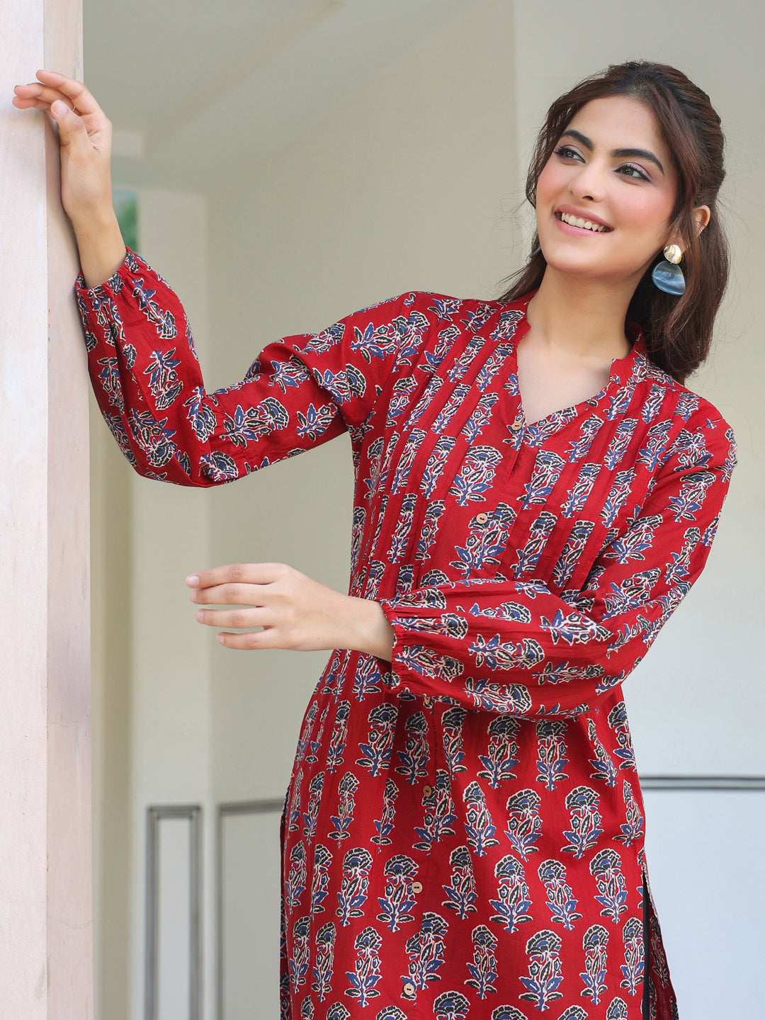 Ruby Floral Cotton Flared Stylish Kurti for Women