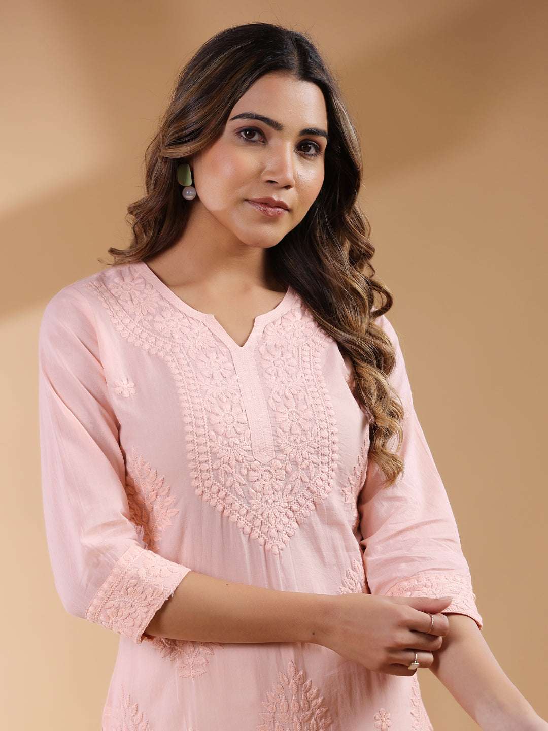Lyra Peach Ombre Chikankari Stylish Kurti for Women My Store