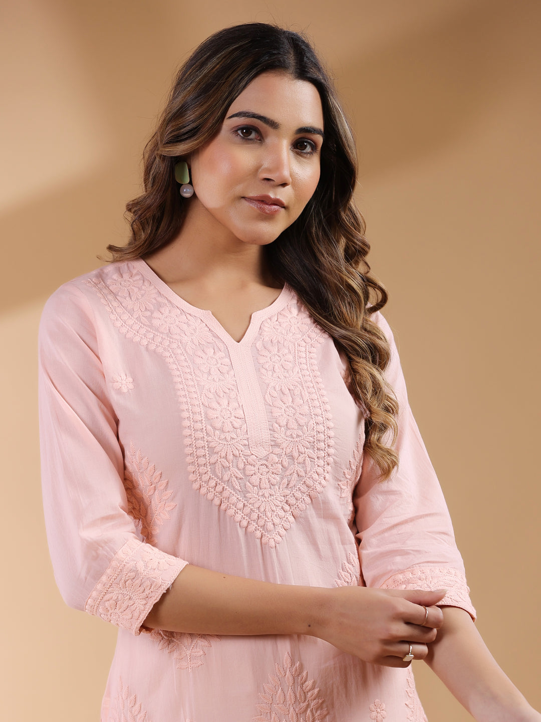 Lyra Peach Ombre Chikankari Stylish Kurti for Women