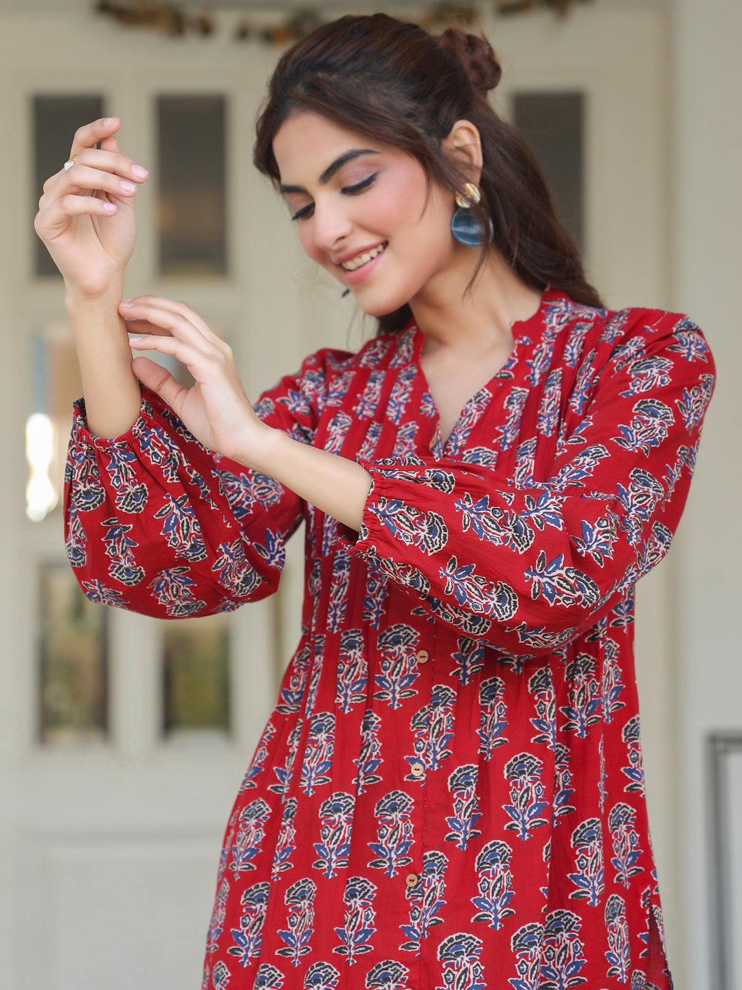 Ruby Floral Cotton Flared Stylish Kurti for Women
