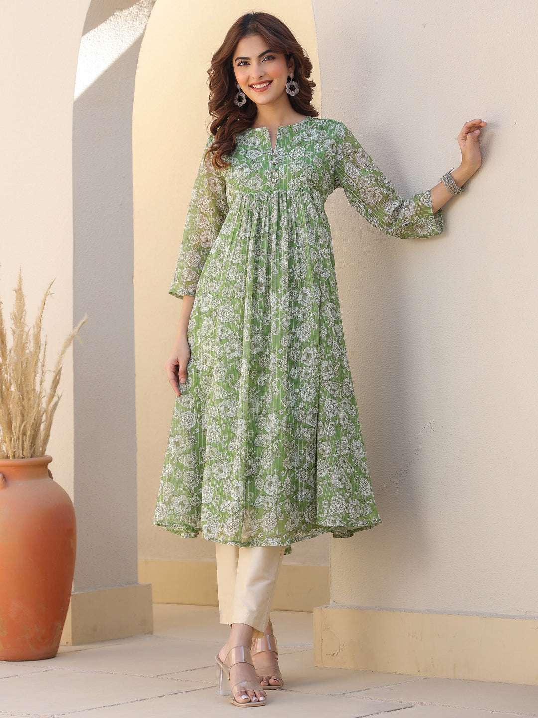 Myra Sage Chiffon Kurti for Women My Store