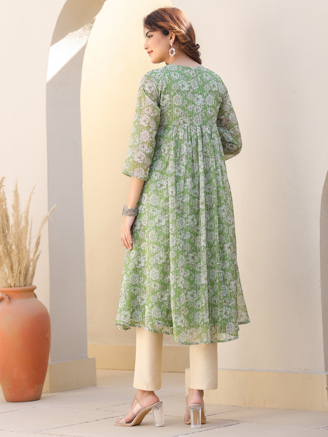 Myra Sage Chiffon Kurti for Women