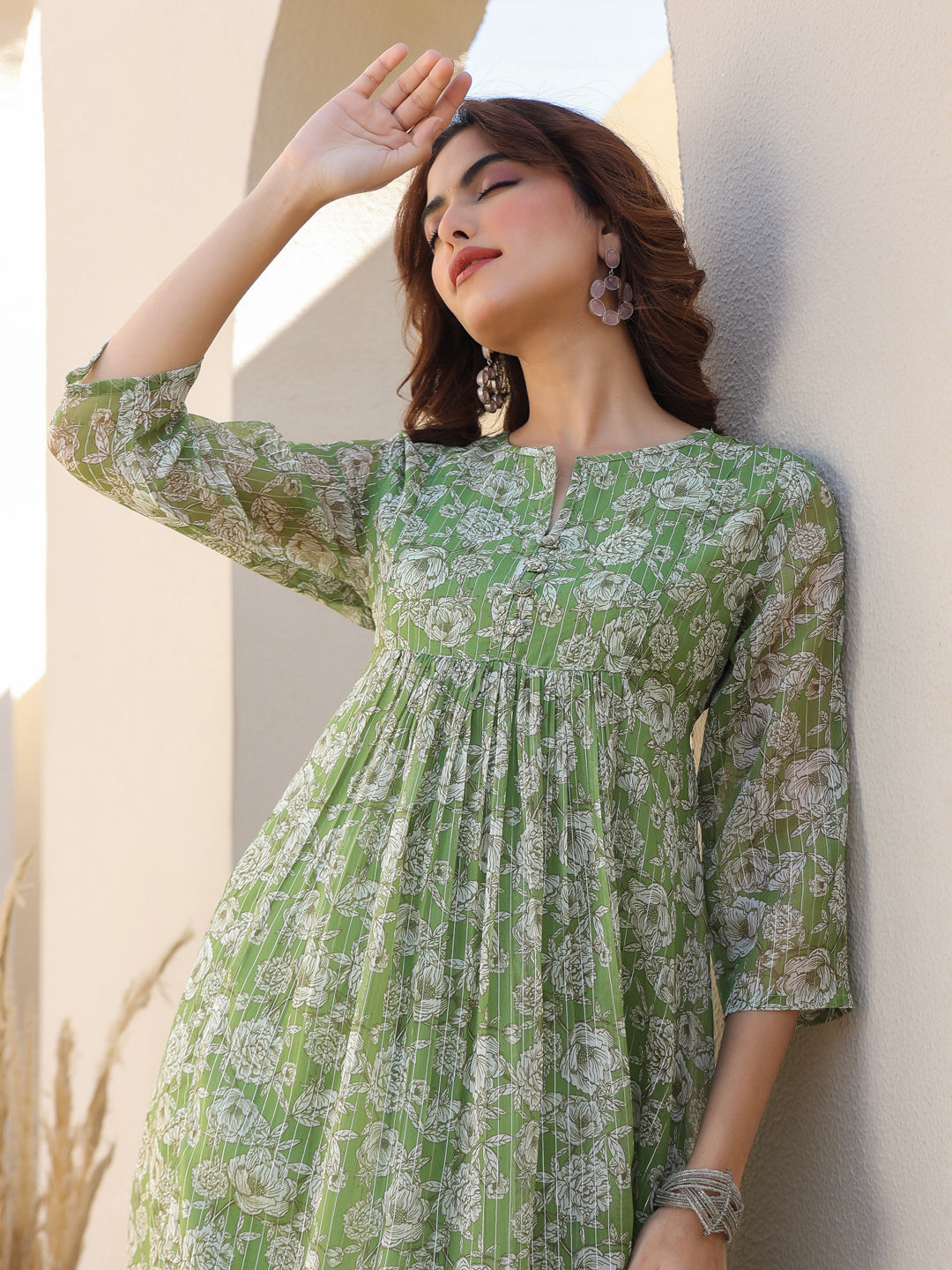 Myra Sage Chiffon Kurti for Women