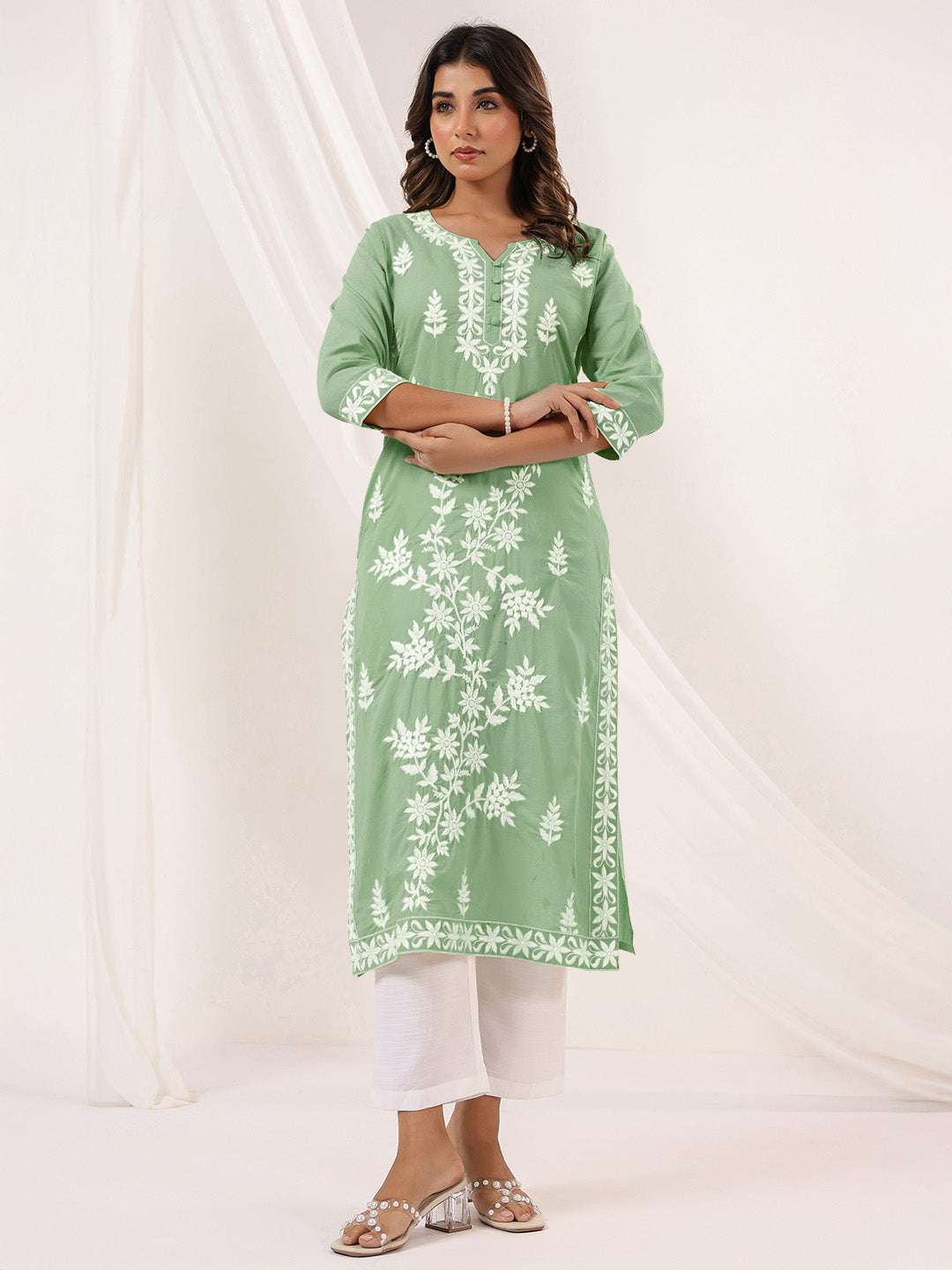 Threaded Grace Embroidered Straight Stylish Kurti for Women Sajnaa