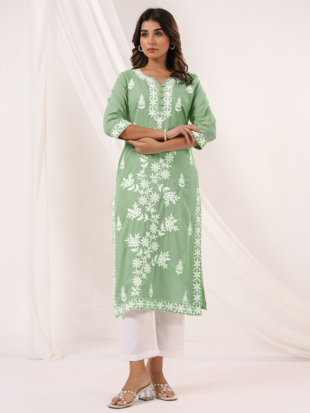 Threaded Grace Embroidered Straight Stylish Kurti for Women