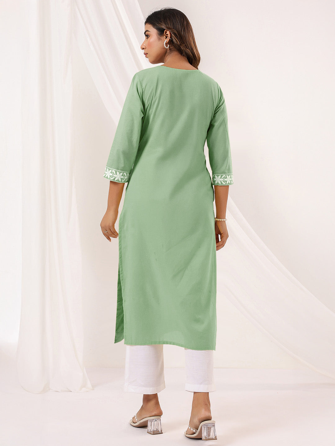 Threaded Grace Embroidered Straight Stylish Kurti for Women