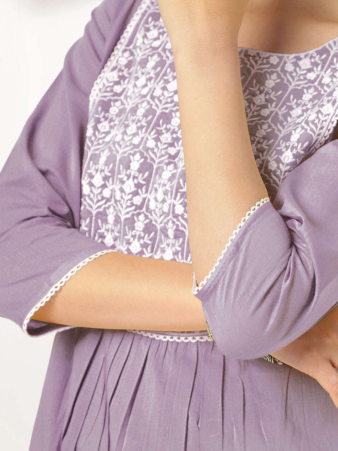 Lilac Grace A-Line Embroidered Stylish Kurti for Women Sajnaa