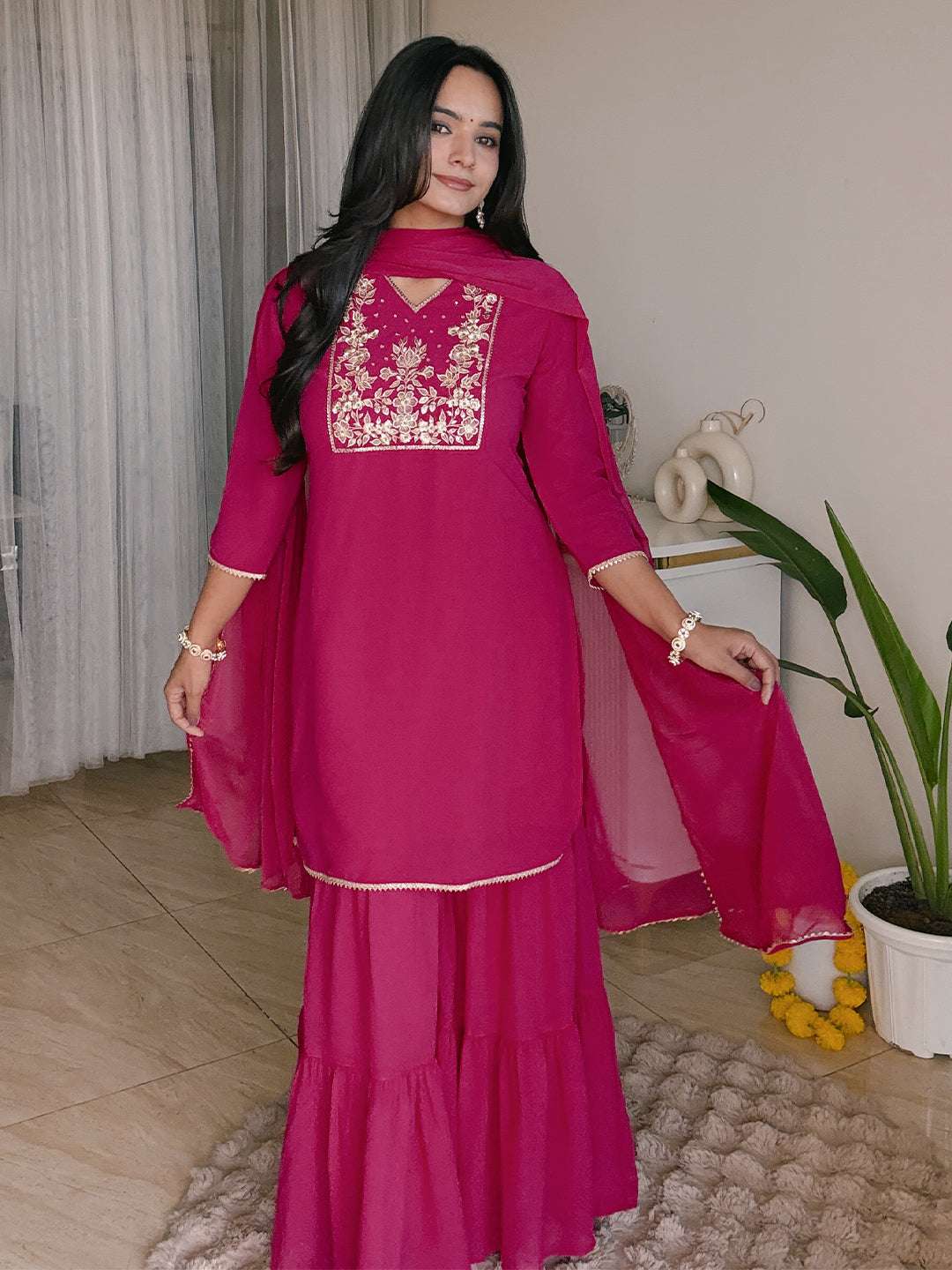 Rosé Radiance Sharara Set Sajnaa